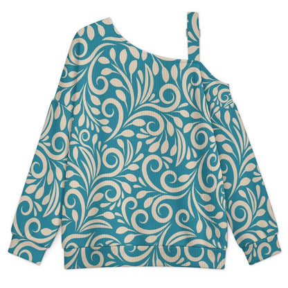 Blue Totem, Background Fall Casual Asymmetric Shoulder Knit Top with Buckle Detail
