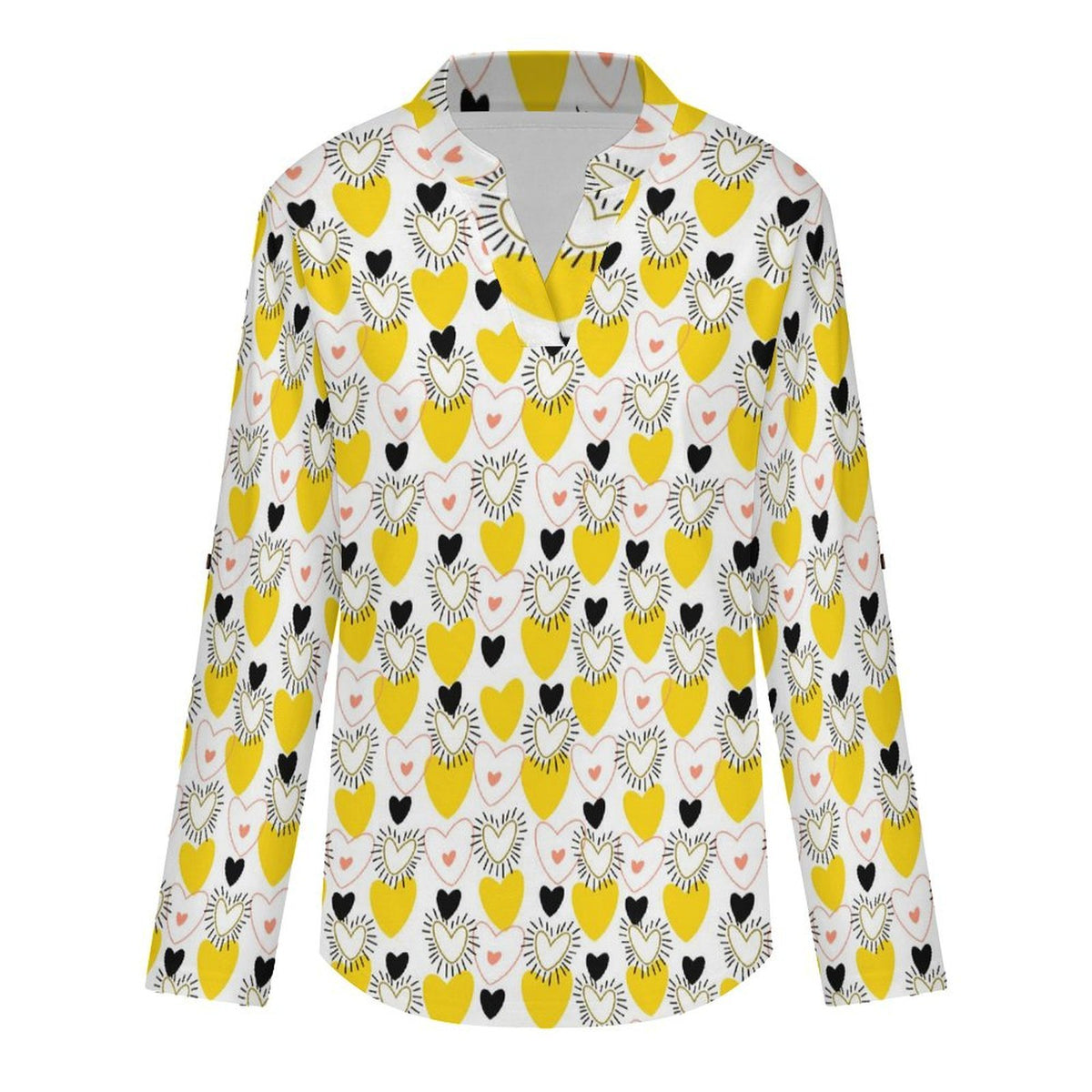 Love  Versatile Notched V-Neck Tunic | Roll Tab 3/4 Sleeve Office Casual Top