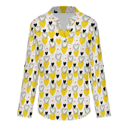 Love  Versatile Notched V-Neck Tunic | Roll Tab 3/4 Sleeve Office Casual Top