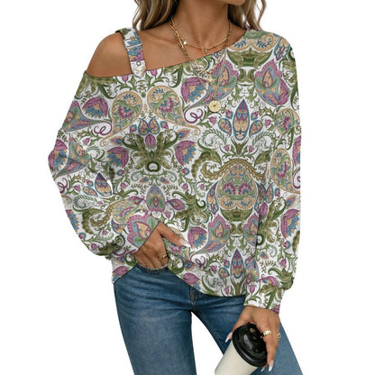 Women’s Off-Shoulder Knit Sweater Paisley
