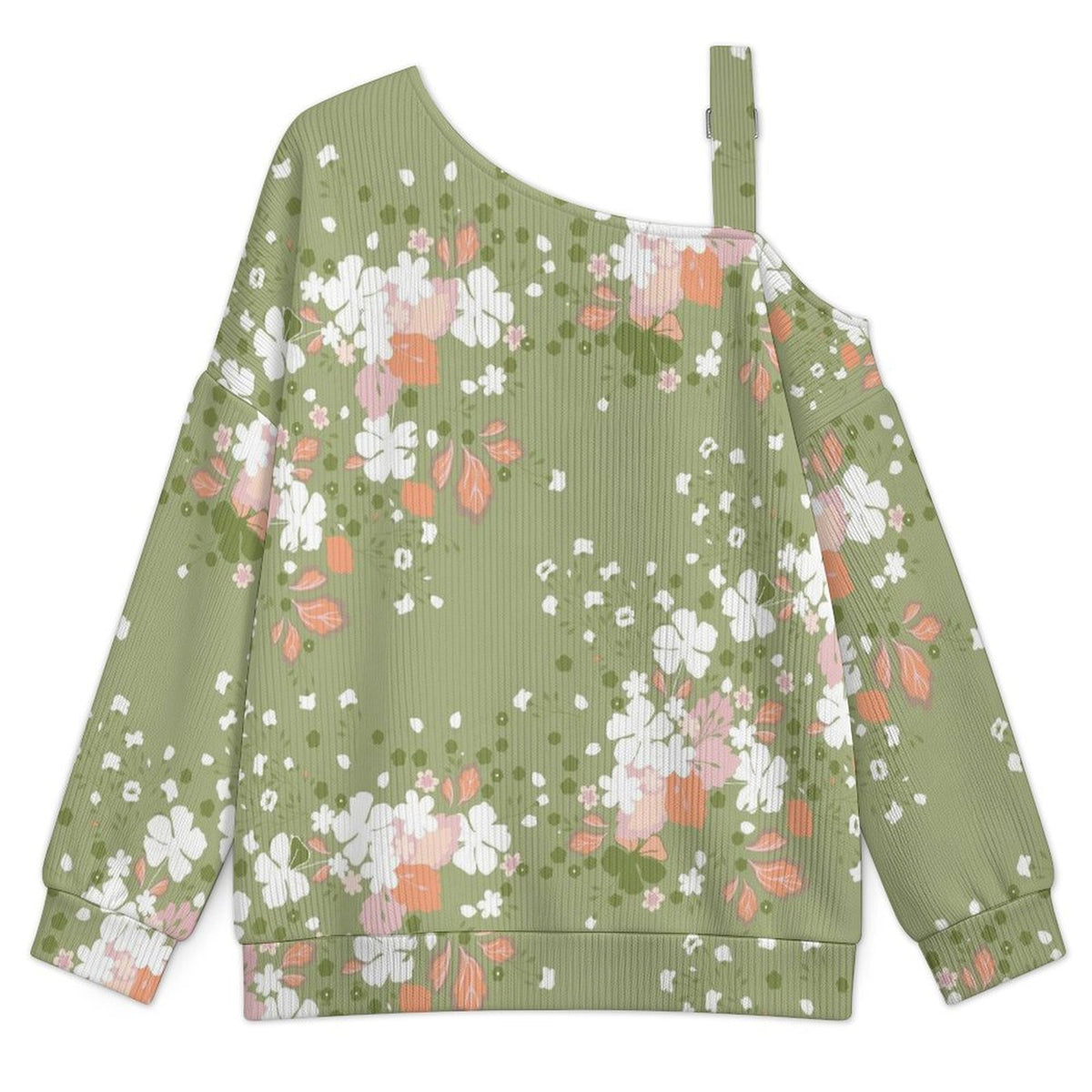 Women’s Off-Shoulder Knit Sweater Flowers Background