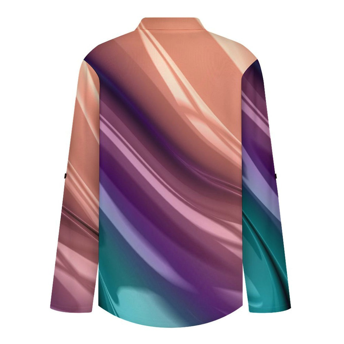 Color Silk Slip Pattern  Women Curved Hem V Neck Roll Sleeve Casual Work Top