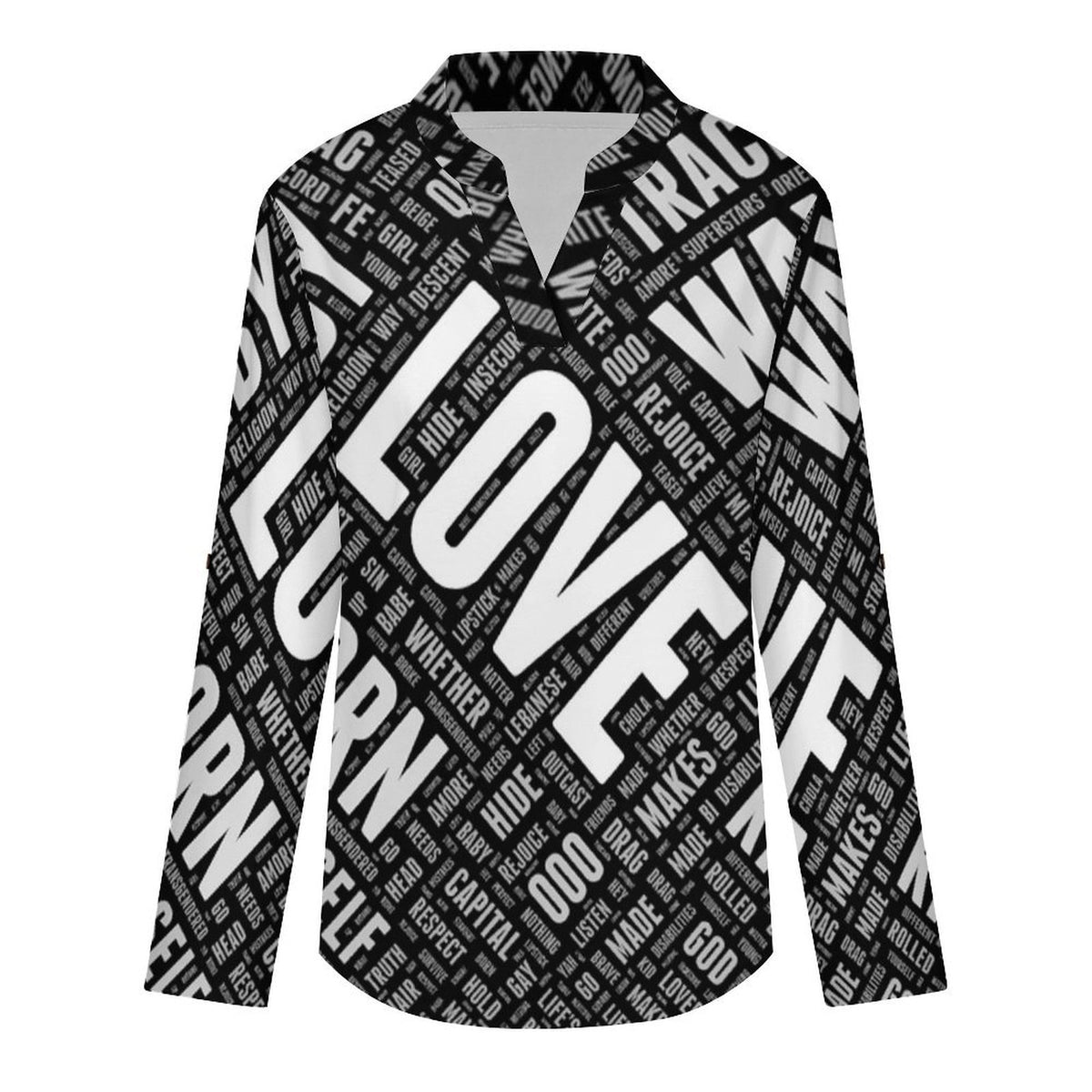 Versatile Notched V-Neck Tunic | Roll Tab 3/4 Sleeve Office Casual Top  Love  Words Dress