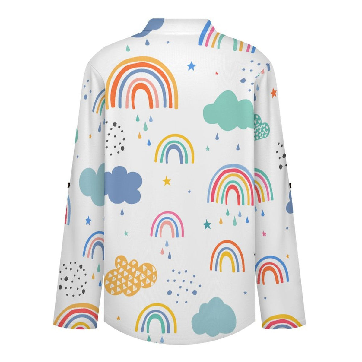 Cartoon, Rainbow, Children  Versatile Notched V-Neck Tunic | Roll Tab 3/4 Sleeve Office Casual Top