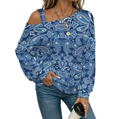 Women’s Off-Shoulder Knit Sweater Paisley