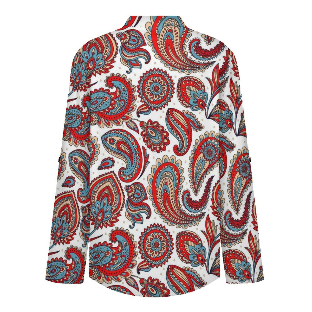 Paisley  Versatile Notched V-Neck Tunic | Roll Tab 3/4 Sleeve Office Casual Top