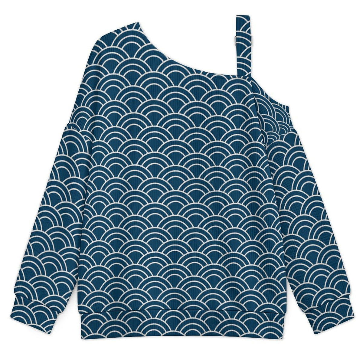 Women’s Off-Shoulder Knit Sweater Retro Pattern Background