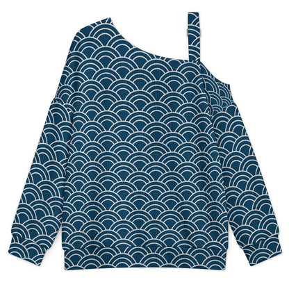 Women’s Off-Shoulder Knit Sweater Retro Pattern Background
