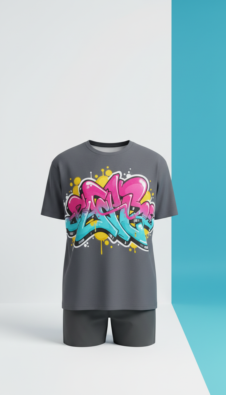 Graffiti Print Cotton Tee