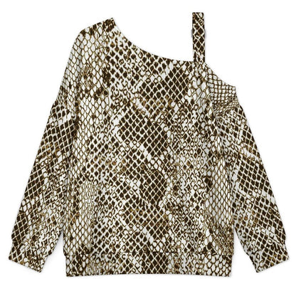 Long Sleeve Relaxed-Fit Solid Pullover Snake Skin