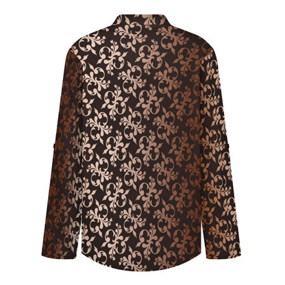 Stand-up Collar Long-sleeved Shirt Girl Dress Flower Pattern