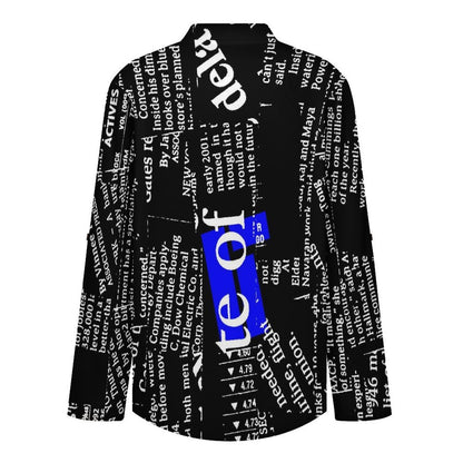 Stand-up Collar Long-sleeved Shirt Newspaper Dress  Customization Women’s V-Neck Blouses,long Sleeve,Roll-Up Sleeve Shirt