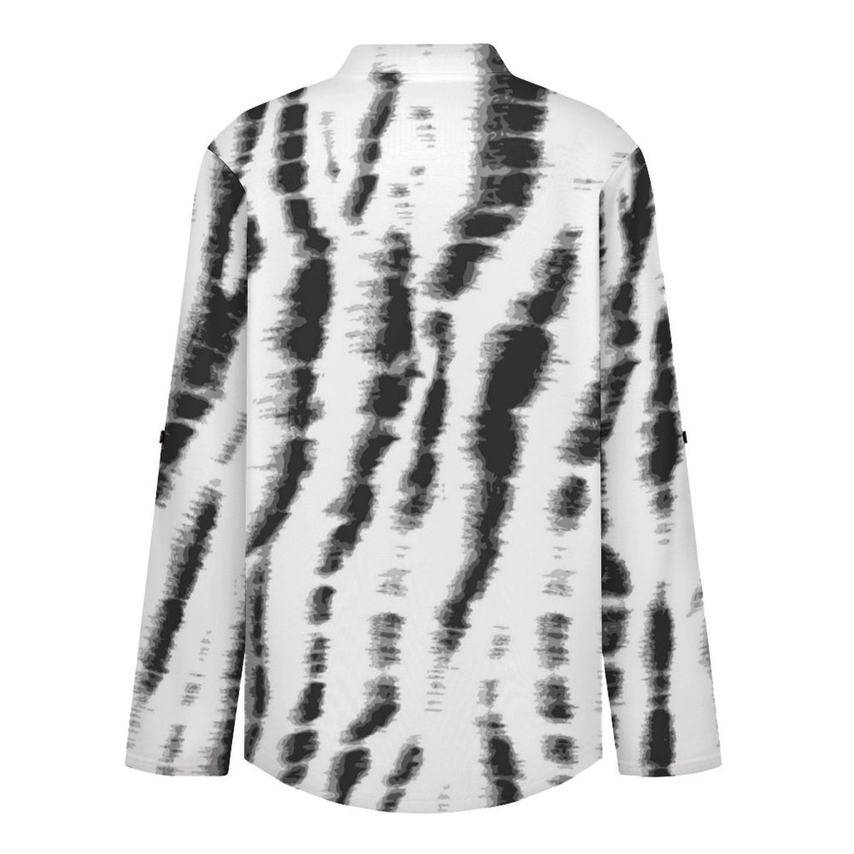 Versatile Notched V-Neck Tunic  Roll Tab 3/4 Sleeve Office Casual Top  Tie-dyed Fabric3