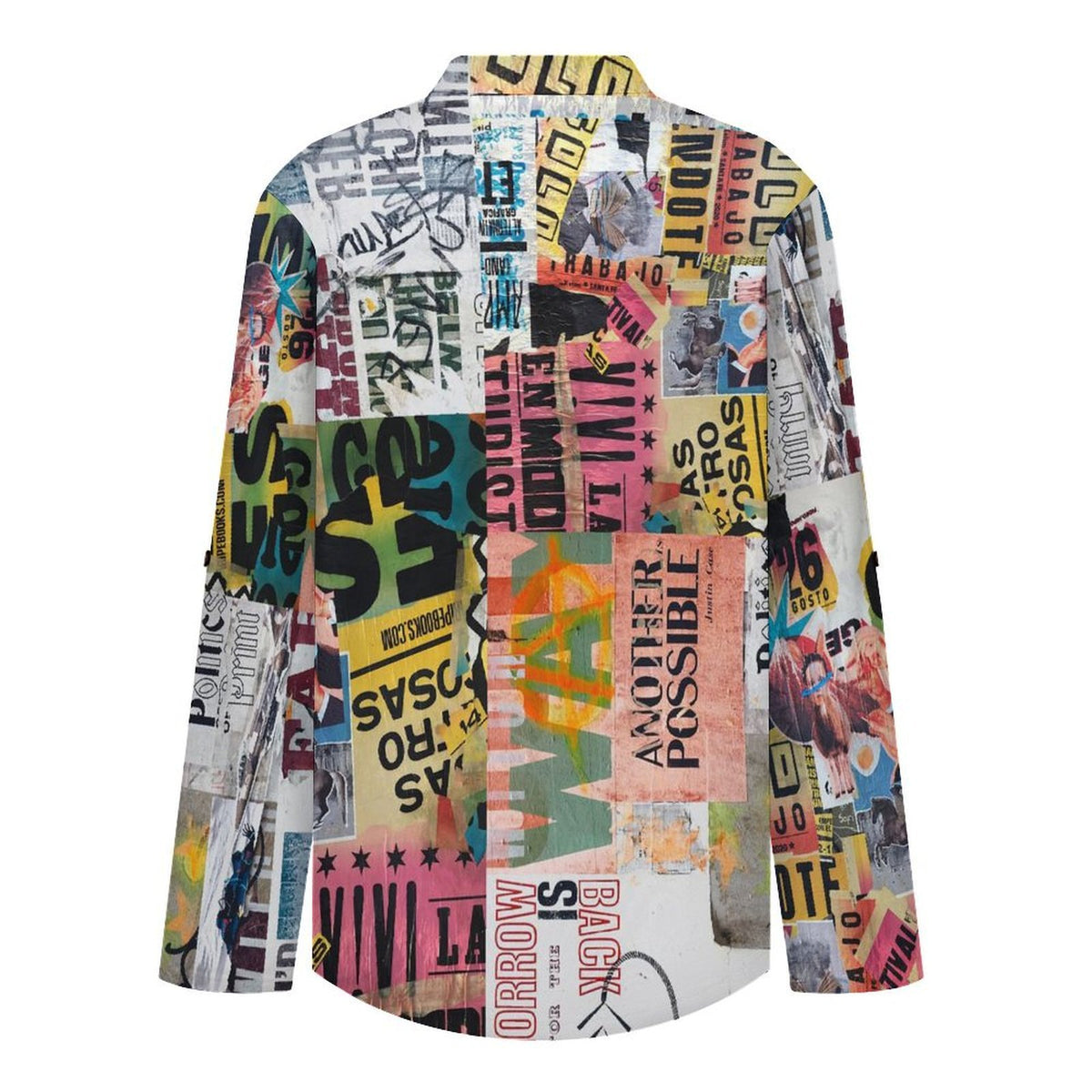 Stand-up Collar Long-sleeved Shirt Graffiti  Customization Women’s V-Neck Blouses,long Sleeve,Roll-Up Sleeve Shirt