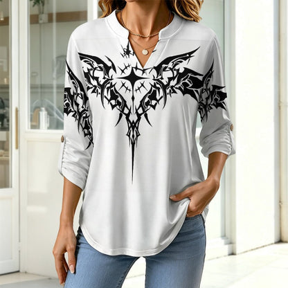 Stand-up Collar Long-sleeved Shirt Customized Women’s V-Neck Blouses