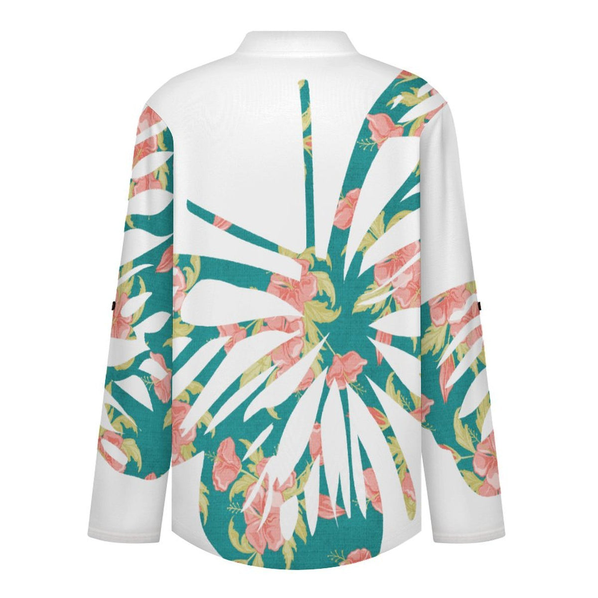 Stand-up Collar Long-sleeved Shirt Blue, Butterfly, Paper Cutting  Customization Women’s V-Neck Blouses,long Sleeve,Roll-Up Sleeve Shirt