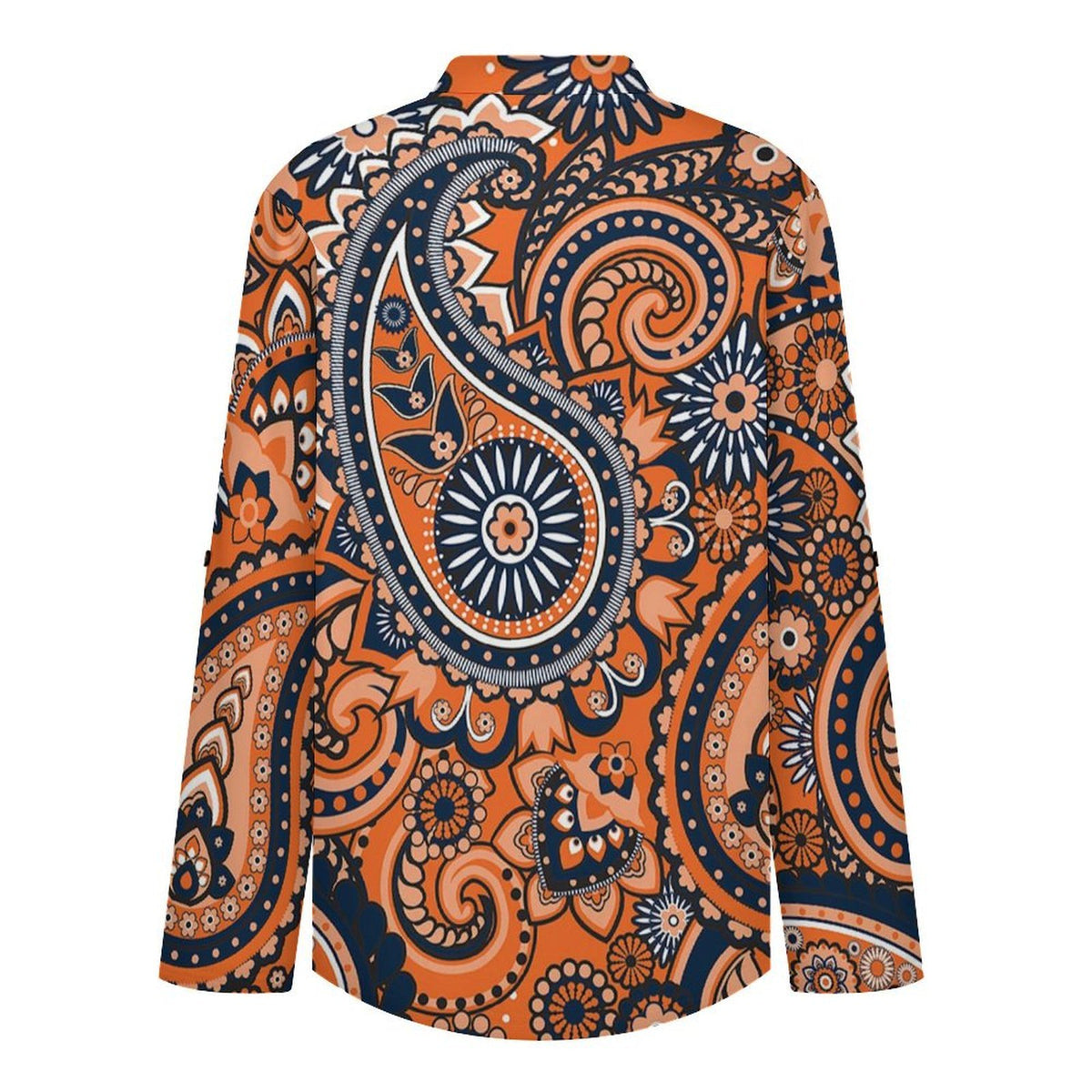 Paisley  Versatile Notched V-Neck Tunic | Roll Tab 3/4 Sleeve Office Casual Top