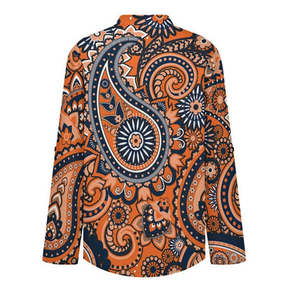 Paisley  Versatile Notched V-Neck Tunic | Roll Tab 3/4 Sleeve Office Casual Top