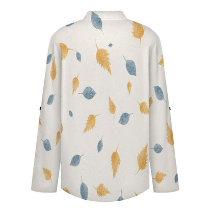 Versatile Notched V-Neck Tunic | Roll Tab 3/4 Sleeve Office Casual Top  Yellow, Blue, Maple Leaf