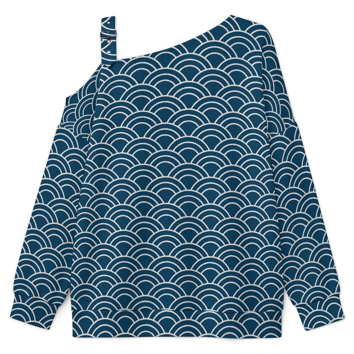 Women’s Off-Shoulder Knit Sweater Retro Pattern Background