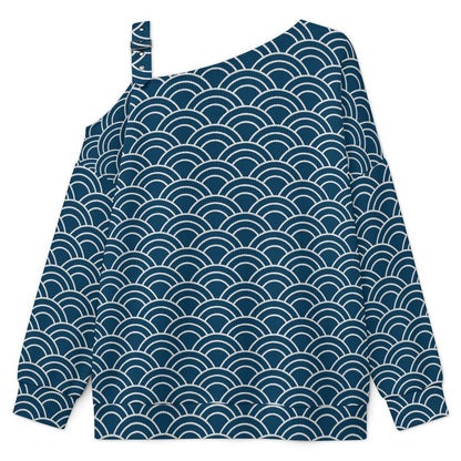 Women’s Off-Shoulder Knit Sweater Retro Pattern Background