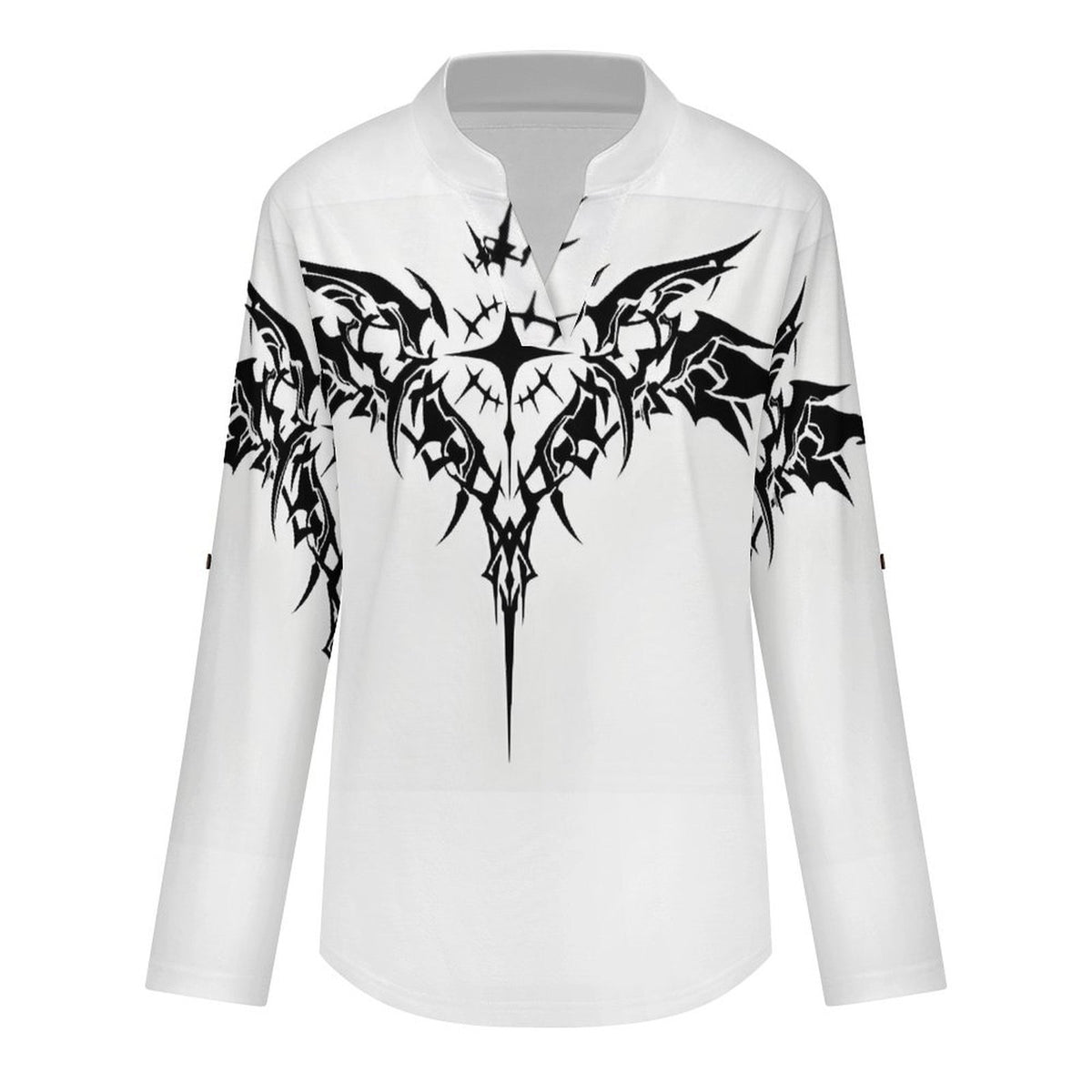 Stand-up Collar Long-sleeved Shirt Customized Women’s V-Neck Blouses