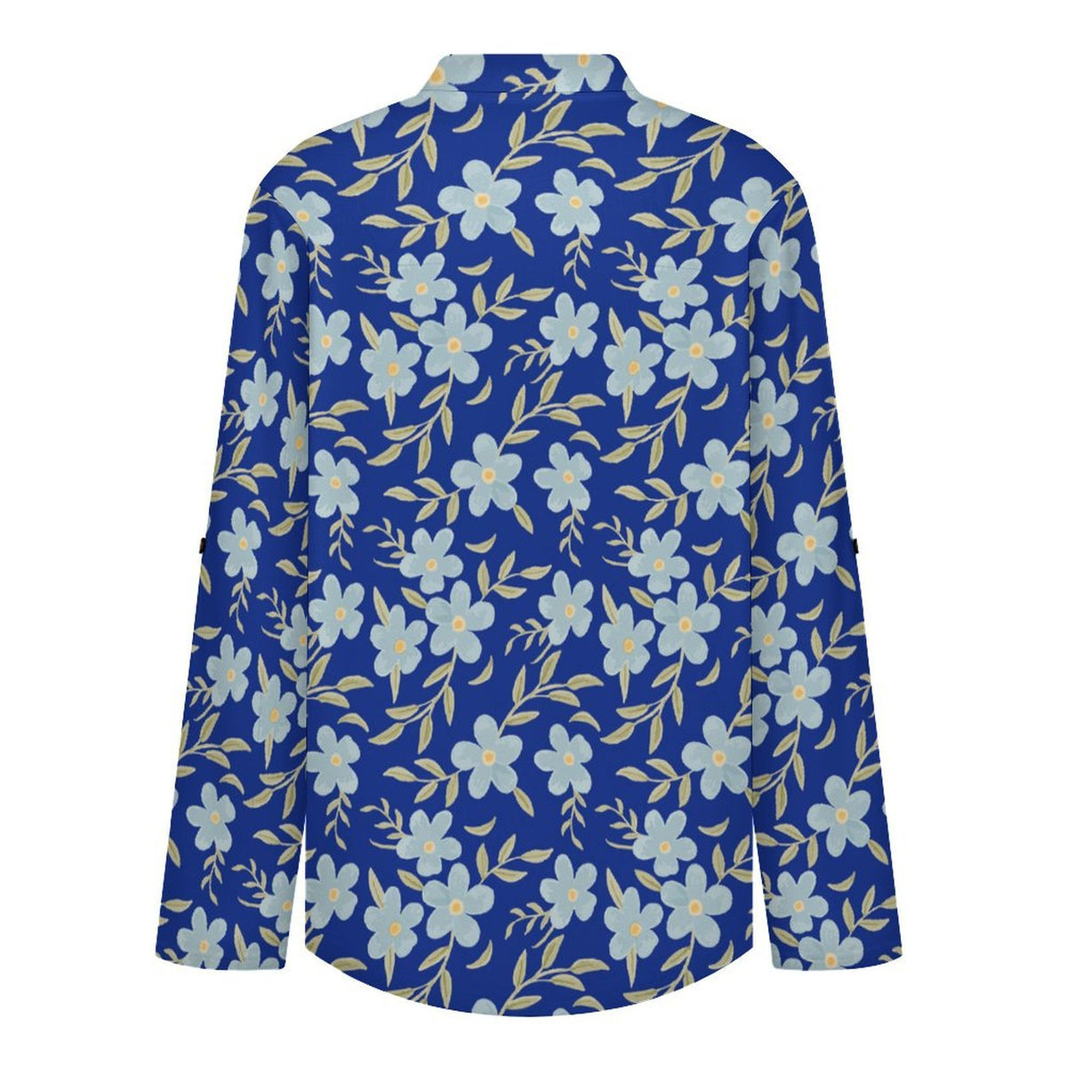 Versatile Notched V-Neck Tunic | Roll Tab 3/4 Sleeve Office Casual Top  Floral Repeat Pattern Skirt for Women