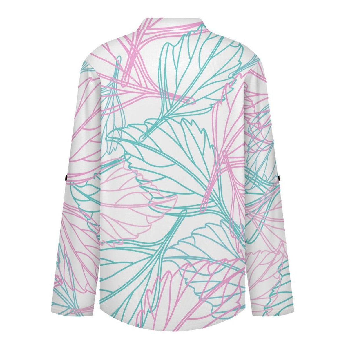 Colored Leaves  Versatile Notched V-Neck Tunic | Roll Tab 3/4 Sleeve Office Casual Top