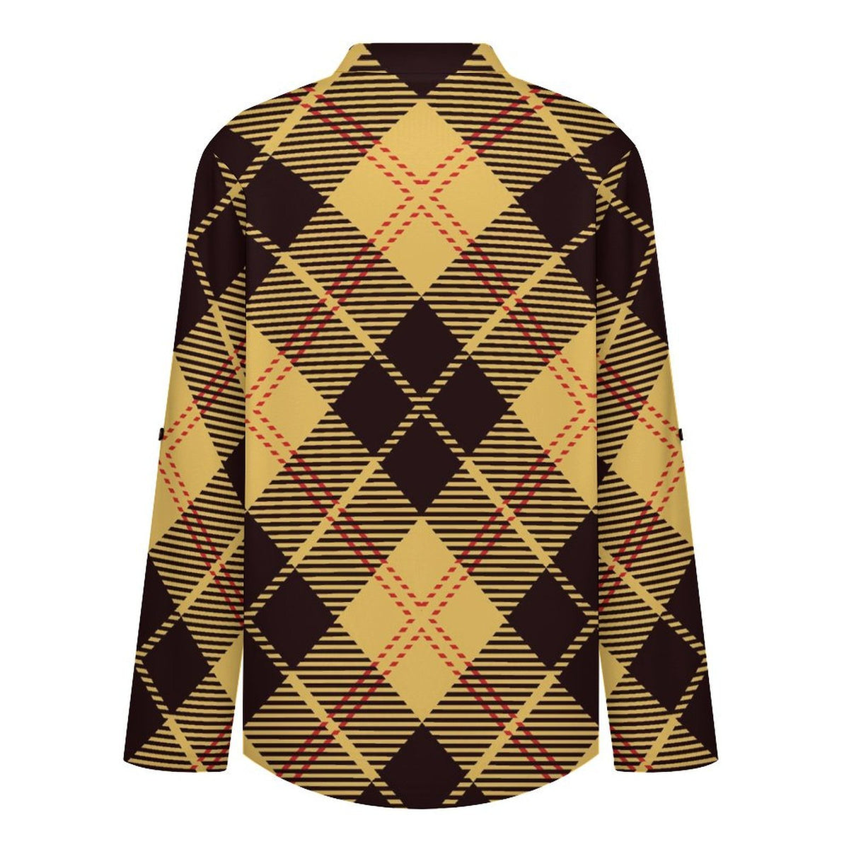 Versatile Notched V-Neck Tunic | Roll Tab 3/4 Sleeve Office Casual Top  Tartan Dresses Are Retro