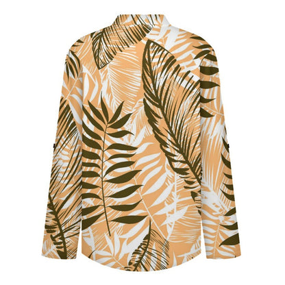 Stand-up Collar Long-sleeved Shirt Summer-flower-blue-yellow-full Print-T-shirt-phone Case white S Women’s V-Neck Blouses