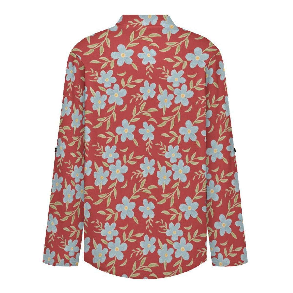 Versatile Notched V-Neck Tunic | Roll Tab 3/4 Sleeve Office Casual Top  Floral Repeat Pattern Skirt for Women