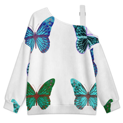 Off-the-shoulder SweaterColored Butterfly Women’s Off-Shoulder Knit Sweater