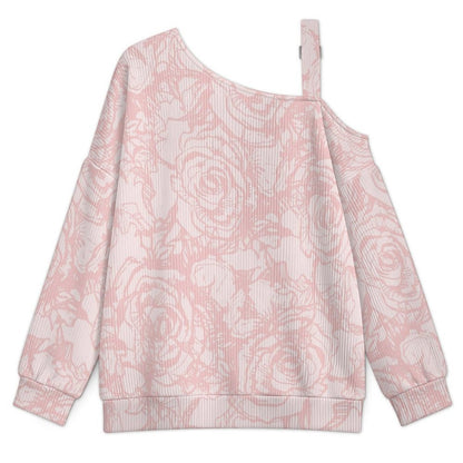 Women’s Off-Shoulder Knit Sweater Floral Pattern