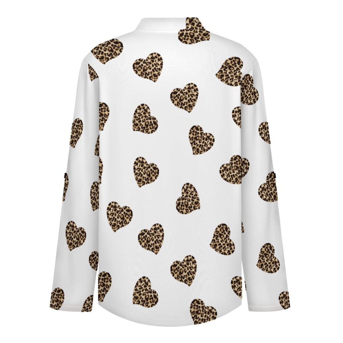 Peach Heart Leopard Grain  Versatile Notched V-Neck Tunic | Roll Tab 3/4 Sleeve Office Casual Top