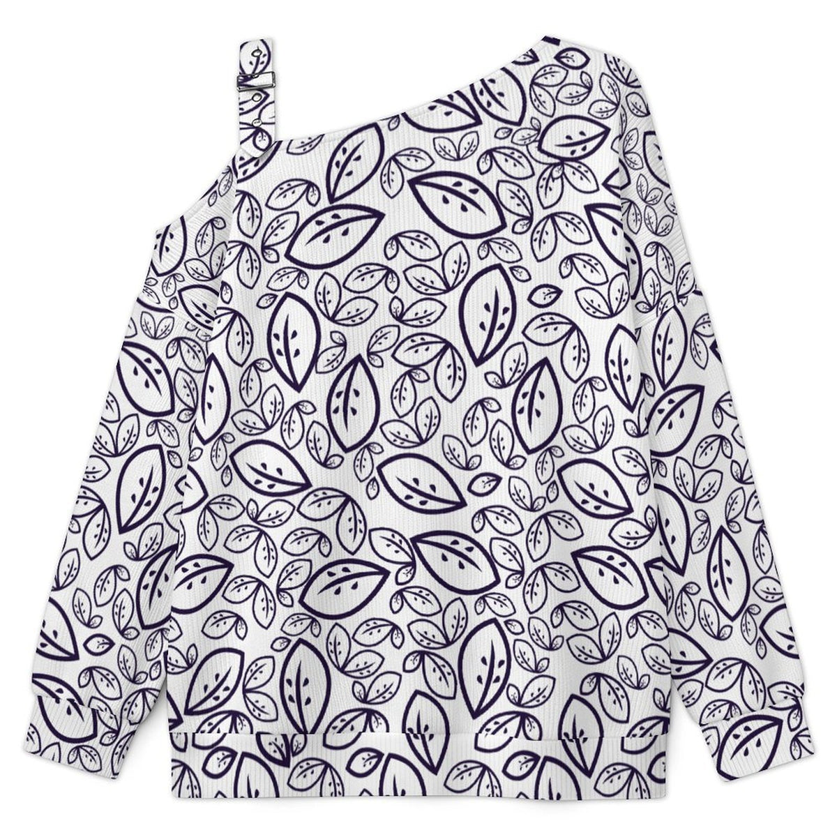 Long Sleeve Relaxed-Fit Solid Pullover Leaves