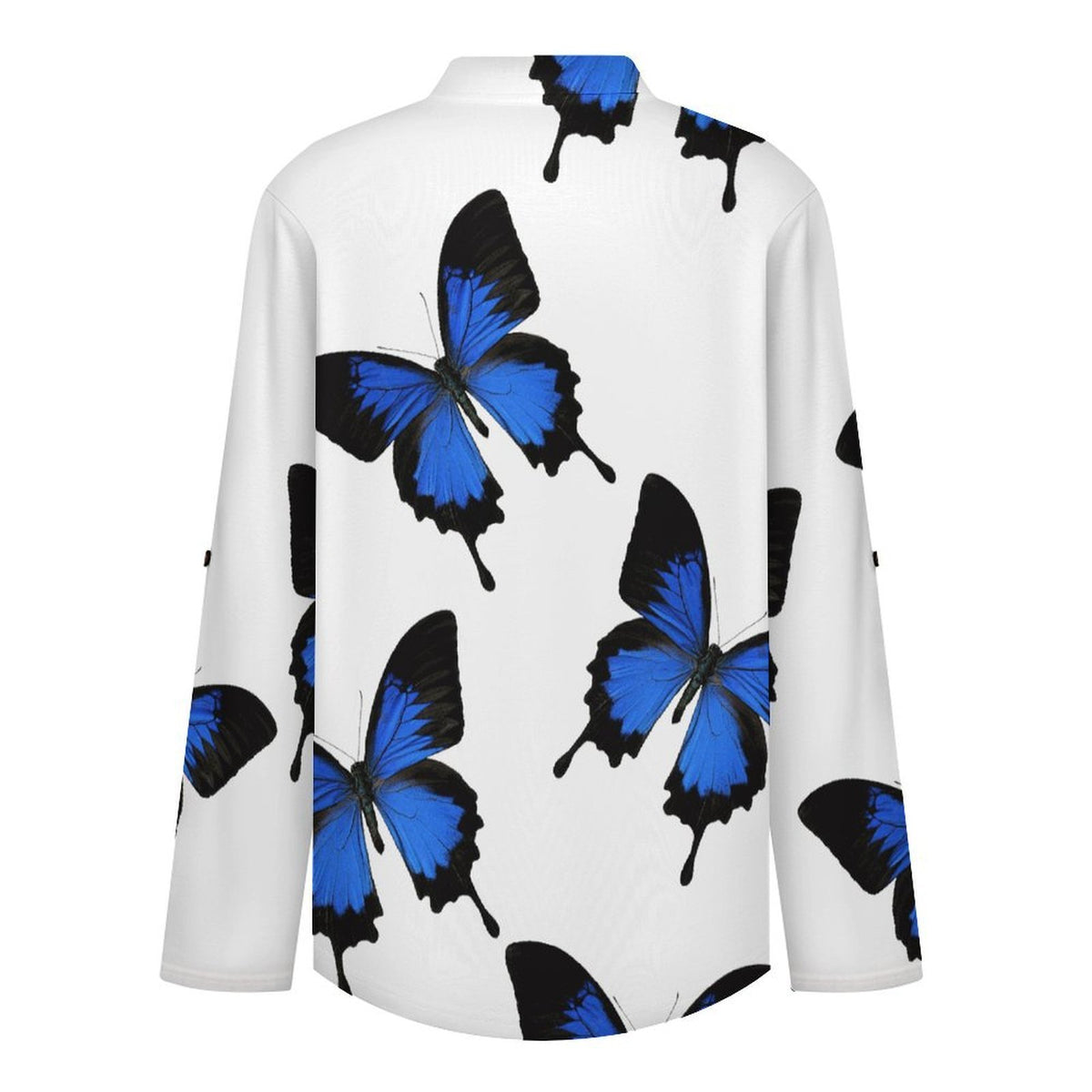 Stand-up Collar Long-sleeved Shirt The Butterfly Repeat white S Women’s V-Neck Blouses