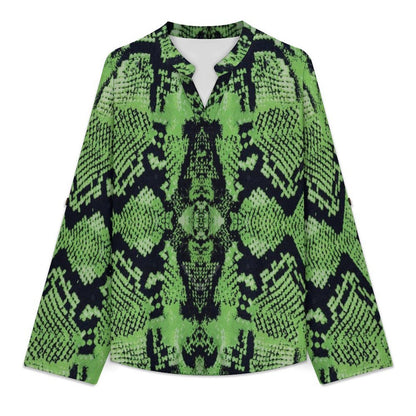 Snakeskin Pattern, Repeating Pattern  Versatile Notched V-Neck Tunic | Roll Tab 3/4 Sleeve Office Casual Top