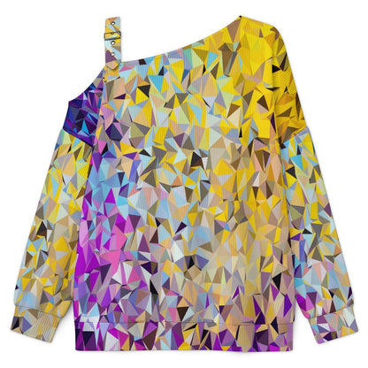 Long Sleeve Relaxed-Fit Solid Pullover Colored Diamond Pattern