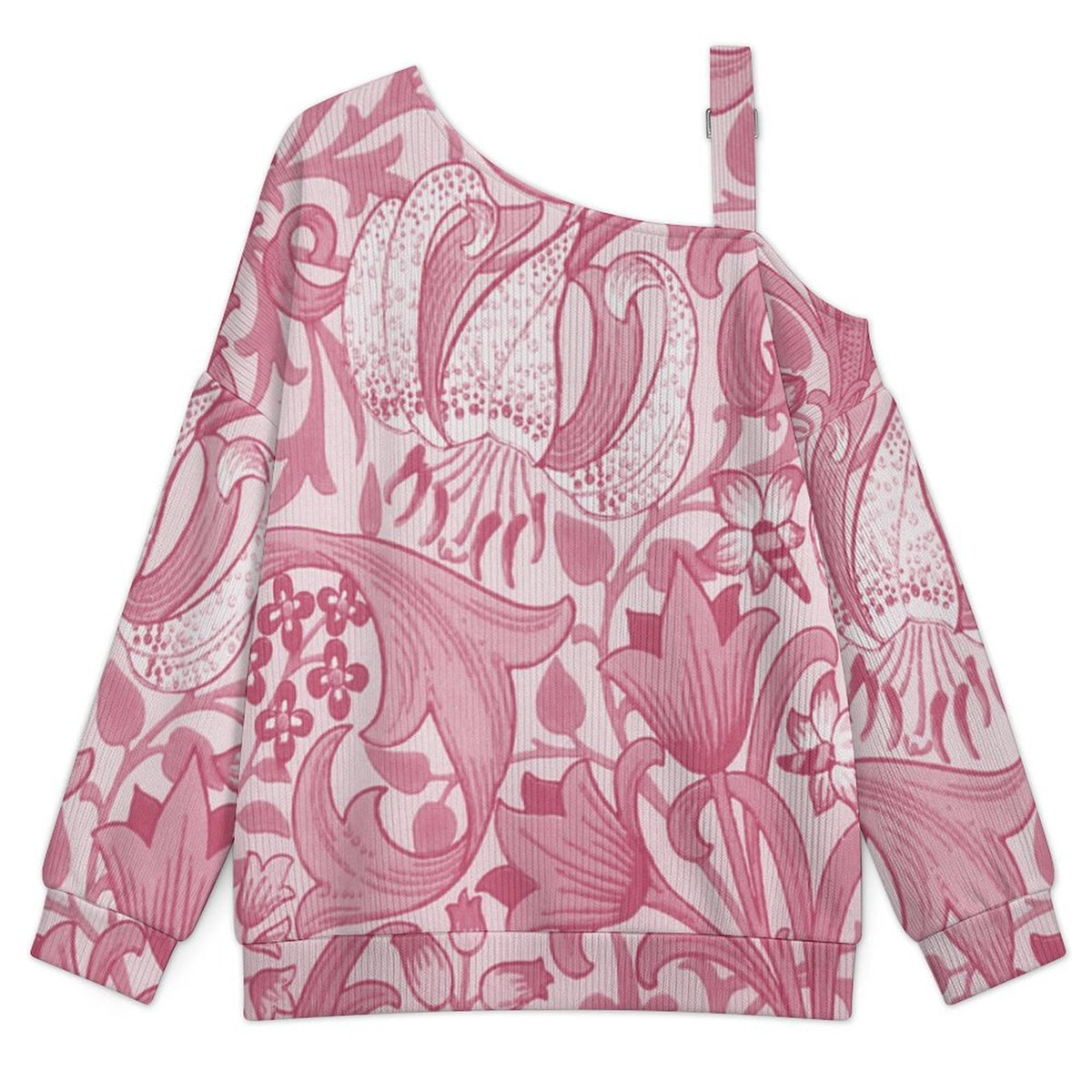 Women’s Off-Shoulder Knit Sweater Pink Pattern