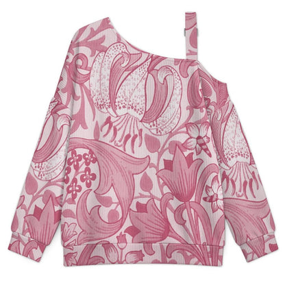 Women’s Off-Shoulder Knit Sweater Pink Pattern