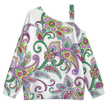 Women’s Off-Shoulder Knit Sweater Paisley
