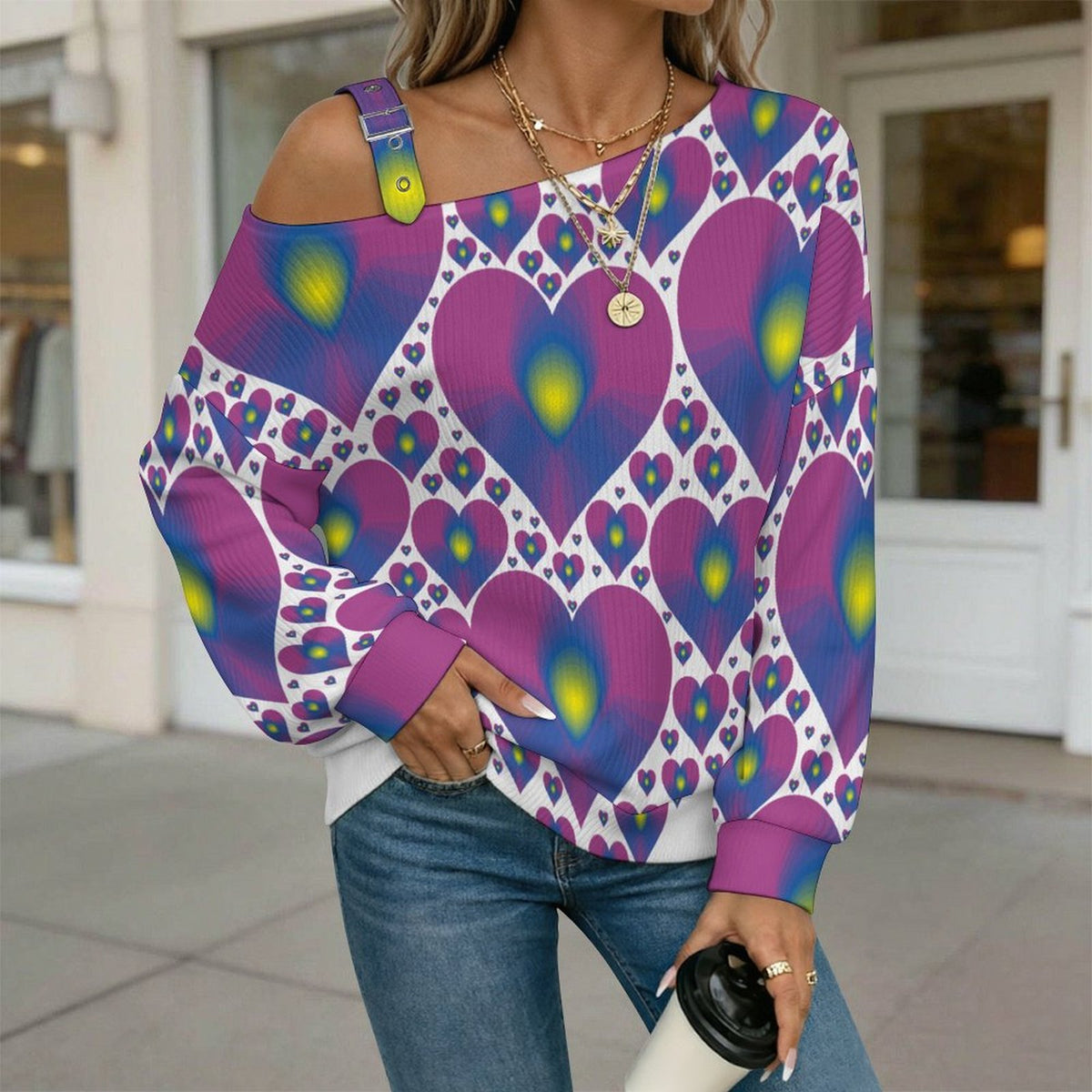 Off-the-shoulder SweaterPurple Heart Women’s Off-Shoulder Knit Sweater