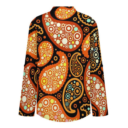 Paisley  Versatile Notched V-Neck Tunic | Roll Tab 3/4 Sleeve Office Casual Top