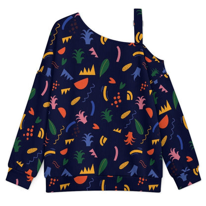 Women’s Off-Shoulder Knit Sweater Mexico Pattern