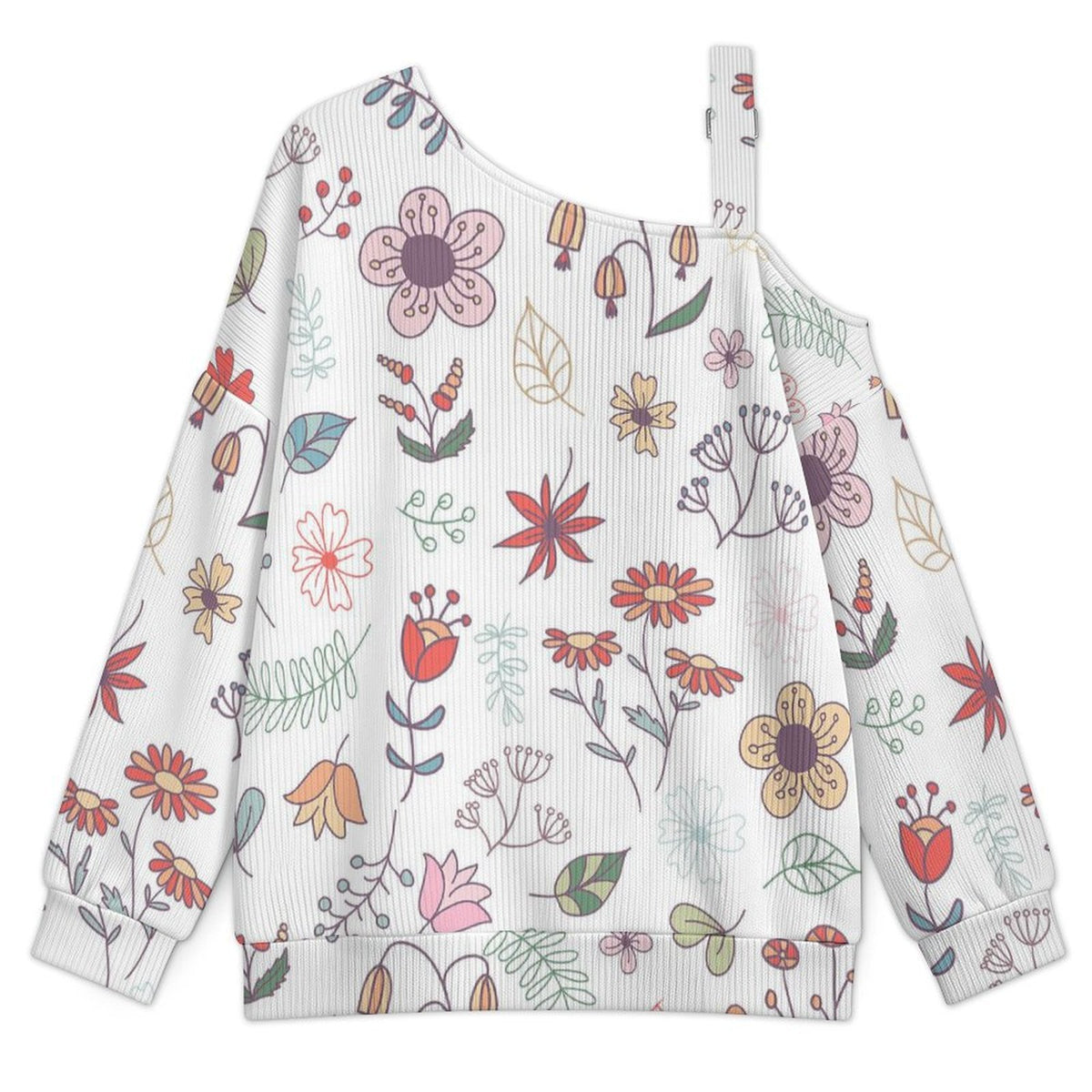 Women’s Off-Shoulder Knit Sweater Flowers