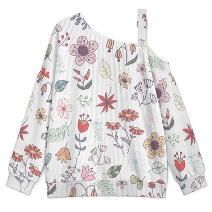 Women’s Off-Shoulder Knit Sweater Flowers