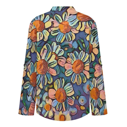 Oil Painting, Flowers, Sunflowers  Versatile Notched V-Neck Tunic | Roll Tab 3/4 Sleeve Office Casual Top