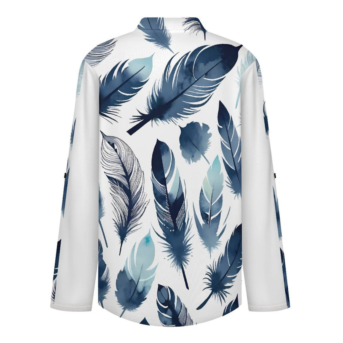 Versatile Notched V-Neck Tunic | Roll Tab 3/4 Sleeve Office Casual Top  Feathered Bird