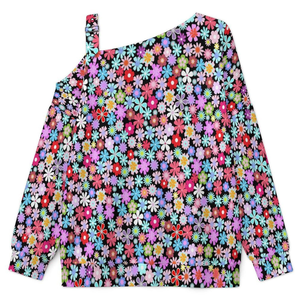 Floral Pattern Women’s Off-Shoulder Knit Sweater