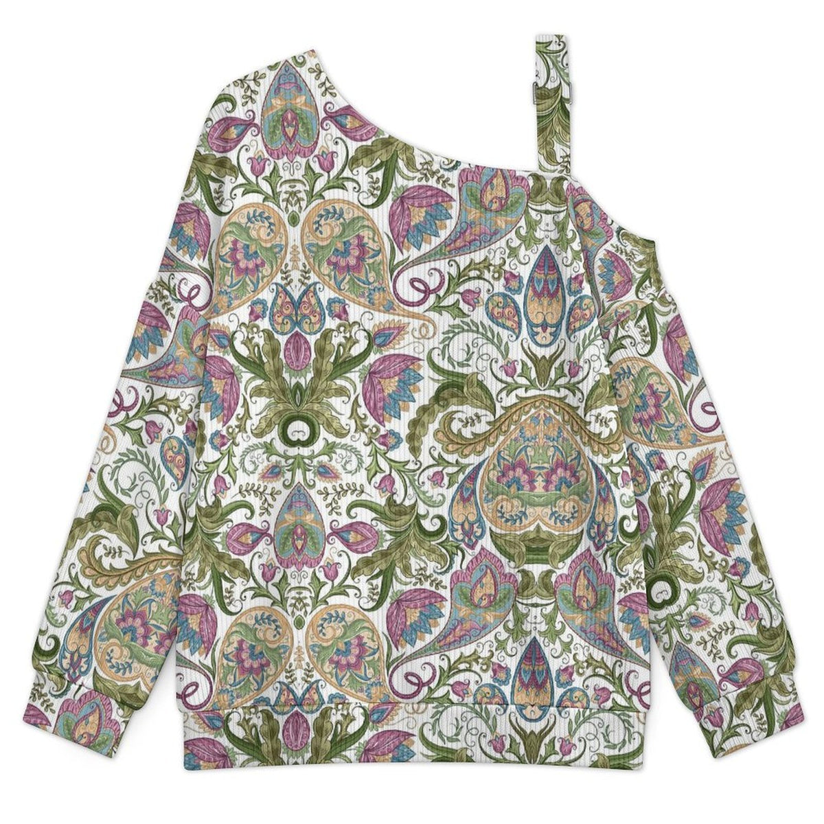 Women’s Off-Shoulder Knit Sweater Paisley